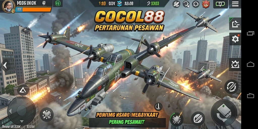 Tampilan antarmuka COCOL88 dengan pesawat tempur yang memukau.