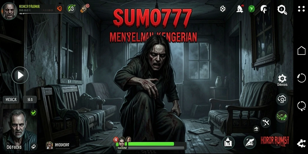 Antarmuka menegangkan dari game horor rumah SUMO777 yang penuh misteri.
