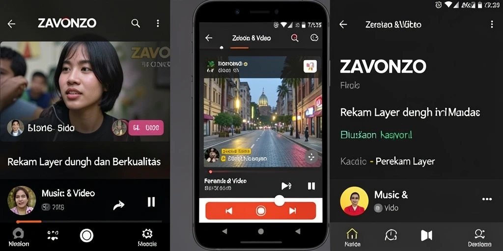 Antarmuka ZAVONZO menampilkan fitur perekaman layar yang mudah digunakan.