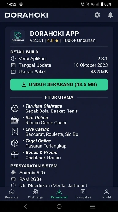 Tampilan halaman APK dorahoki