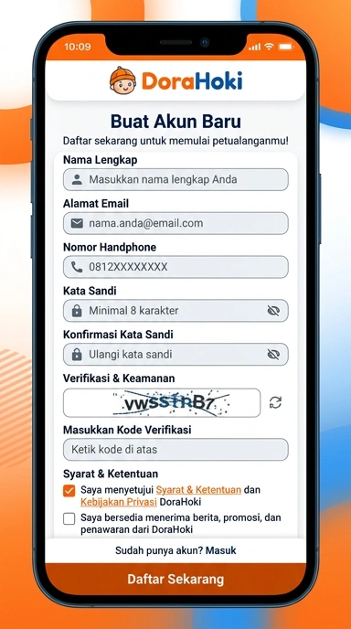 Tampilan halaman daftar dorahoki