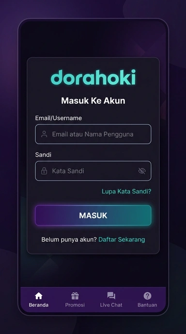 Tampilan halaman login dorahoki